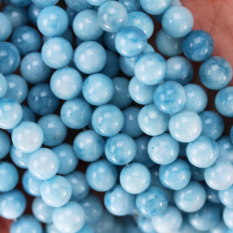 Light Blue Agate, 8mm Round Gemstone Strand,  Light Blue 15.5inch, 1mm hole, about 48 Beads