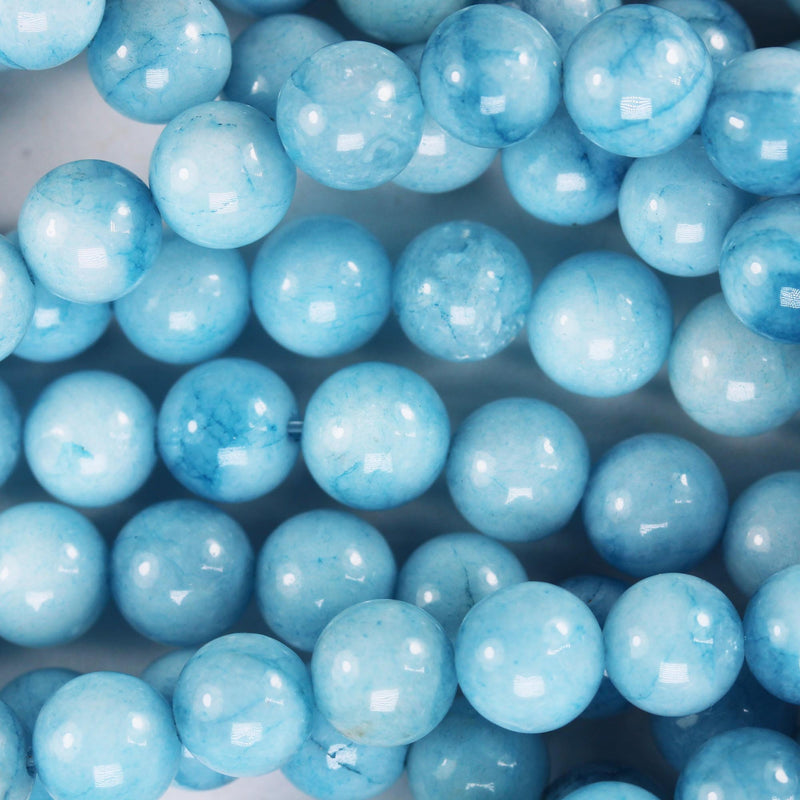 Light Blue Agate, 8mm Round Gemstone Strand,  Light Blue 15.5inch, 1mm hole, about 48 Beads