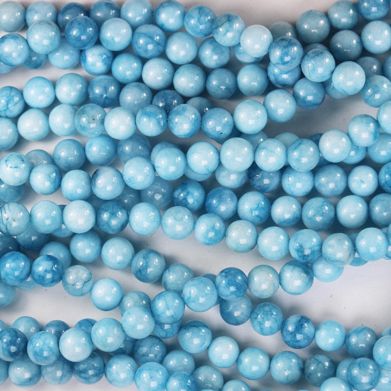 Light Blue Agate, 8mm Round Gemstone Strand,  Light Blue 15.5inch, 1mm hole, about 48 Beads