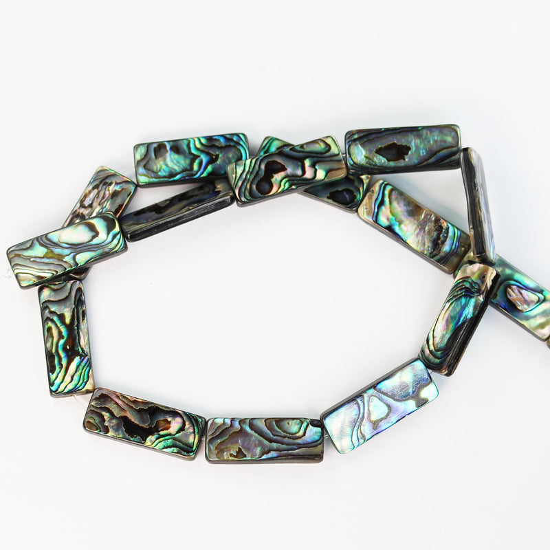 Natural abalone shell beads, 10*25mm rectangular beads, 3mm thick, 16inch, about 16 beads, 1mm hole