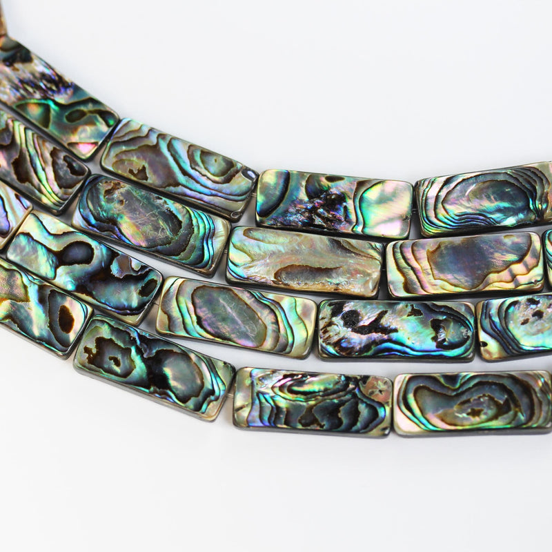 Natural abalone shell beads, 10*25mm rectangular beads, 3mm thick, 16inch, about 16 beads, 1mm hole