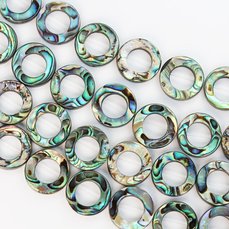 Natural abalone shell beads, 18mm round donut beads , 3mm thick, 15.5inch  , about 22 beads, 1mm hole