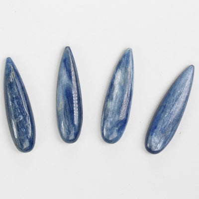 2pcs Natural Kyanite Cabochon Loose Gemstone Flatback, 8*30mm teardrop gemstone beads, 4mm thick