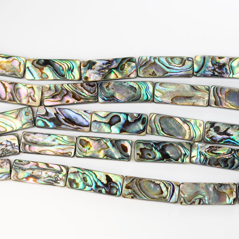 Natural abalone shell beads, 10*25mm rectangular beads, 3mm thick, 16inch, about 16 beads, 1mm hole