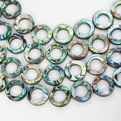 Natural abalone shell beads, 18mm round donut beads , 3mm thick, 15.5inch  , about 22 beads, 1mm hole