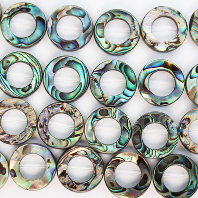 Natural abalone shell beads, 18mm round donut beads , 3mm thick, 15.5inch  , about 22 beads, 1mm hole