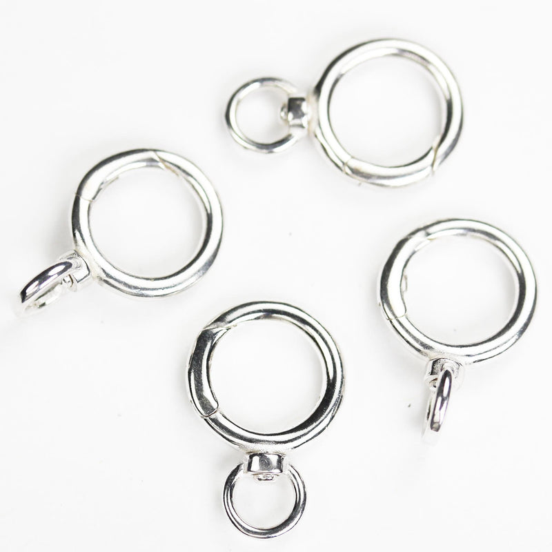 Spring ring clasp 1pc 925 sterling silver round clasp 10/12/14/16mm with closed ring