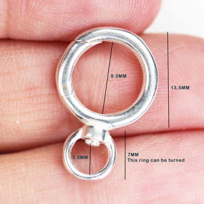 Spring ring clasp 1pc 925 sterling silver round clasp 10/12/14/16mm with closed ring