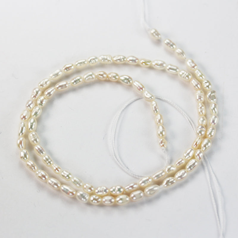 Freshwater Pearl Strand, White, 3mm*4-5mm potato shape, 14 inches, 0.6mm hole, about 80pcs pearl