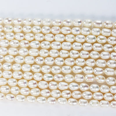 Freshwater Pearl Strand, White, 6-7mm*7-8.5mm potato shape, 14 inches, 0.8mm hole, about 45pcs pearl