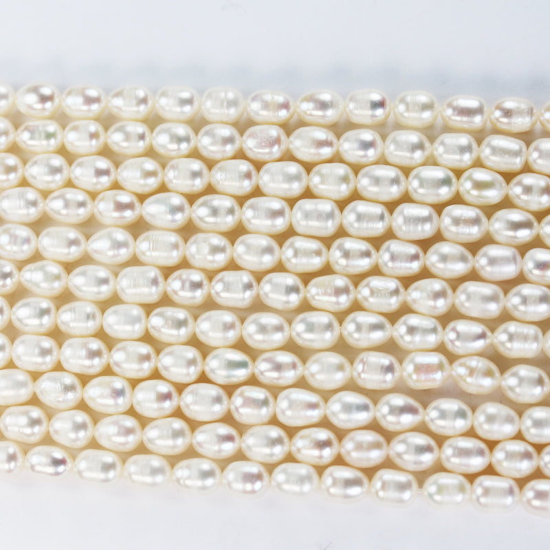 Freshwater Pearl Strand, White, 6-7mm*7-8.5mm potato shape, 14 inches, 0.8mm hole, about 45pcs pearl