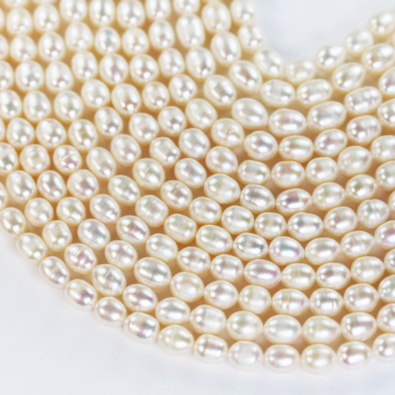 Freshwater Pearl Strand, White, 7-8mm*8-9.5mm potato shape, 14 inches, 0.8mm hole, about 40pcs pearl