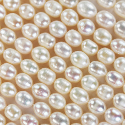 Freshwater Pearl Strand, White, 7-8mm*8-9.5mm potato shape, 14 inches, 0.8mm hole, about 40pcs pearl