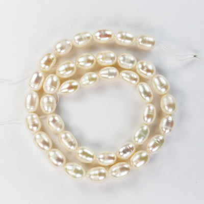 Freshwater Pearl Strand, White, 7-8mm*8-9.5mm potato shape, 14 inches, 0.8mm hole, about 40pcs pearl