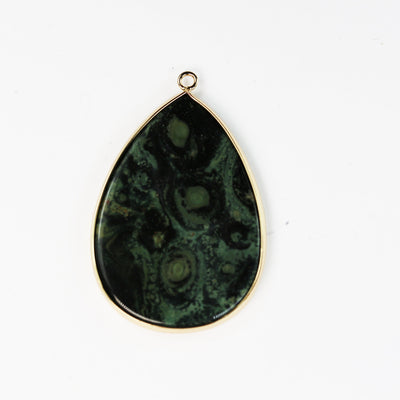 Natural Kambaba Jasper Pendant, Gold Plated Teardrop Shape Gemstone Pendant with Loop, 50mm*35mm