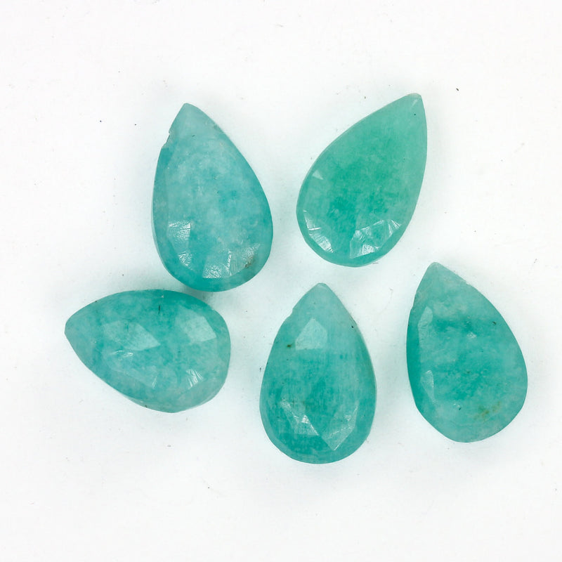 Natural Amazonite 13mm*8.50mm Faceted Loose Teardrop Gemstone,  6pcs, 4.50mm Thick, Top Drilled, Hole 0.6mm