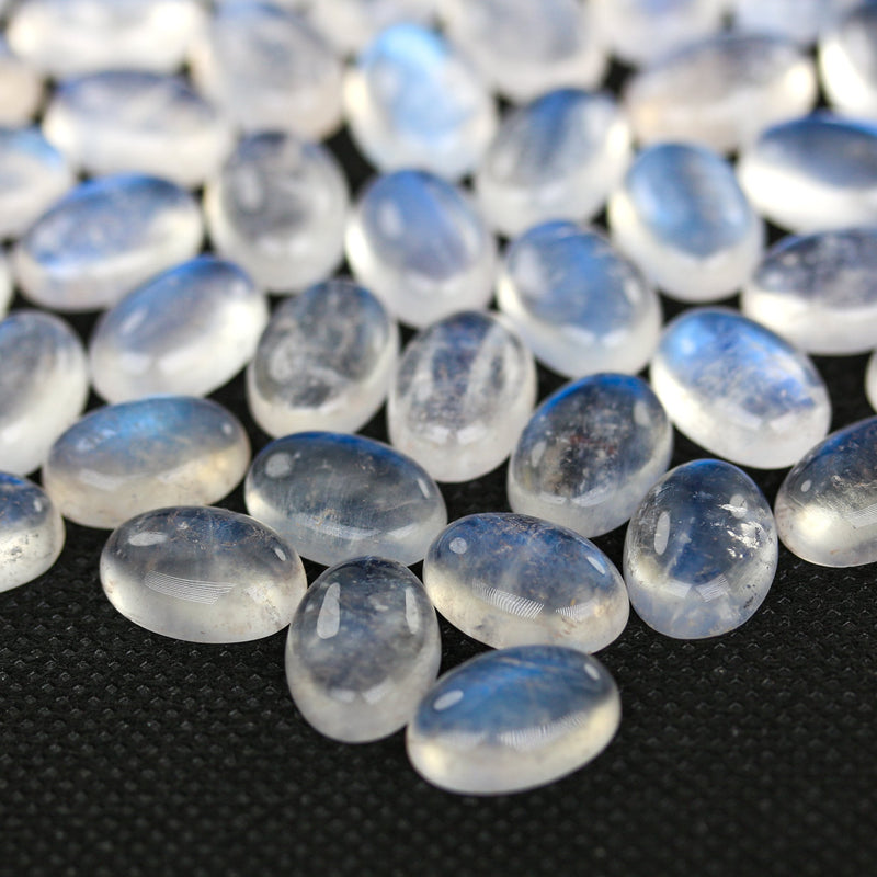 10mm*14mm Oval Cabochon Loose Moonstone With Blue Flash Gemstone