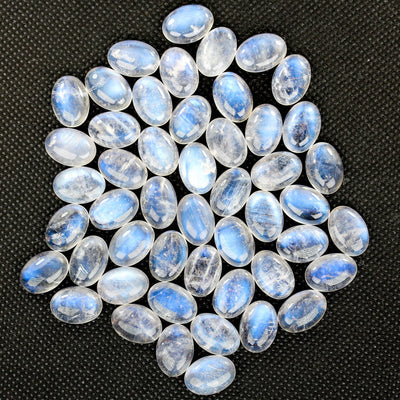 10mm*14mm Oval Cabochon Loose Moonstone With Blue Flash Gemstone