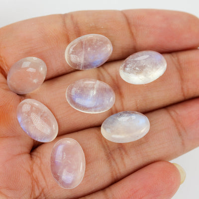 10mm*14mm Oval Cabochon Loose Moonstone With Blue Flash Gemstone