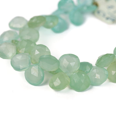 Natural Green Prehnite, 10mm*9mm Teardrop Faceted Gemstone, 5.50mm Thick, Top Drilled, 6pcs Beads