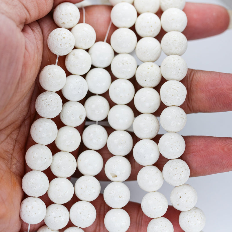 Natural White Coral, 10mm White Round Gemstone Strand, 15.5inch , About 42 Beads , Center Drilled 1mm Hole