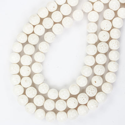 Natural White Coral, 10mm White Round Gemstone Strand, 15.5inch , About 42 Beads , Center Drilled 1mm Hole