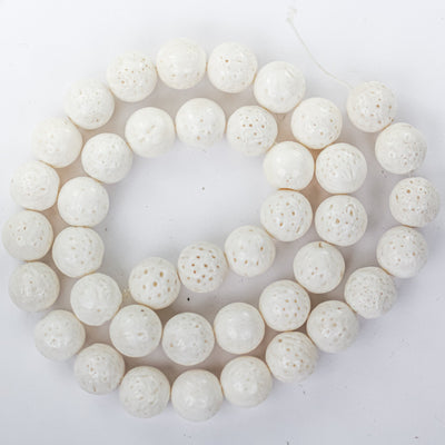 Natural White Coral, 10mm White Round Gemstone Strand, 15.5inch , About 42 Beads , Center Drilled 1mm Hole