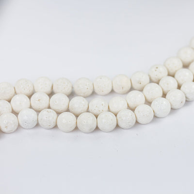 Natural White Coral, 10mm White Round Gemstone Strand, 15.5inch , About 42 Beads , Center Drilled 1mm Hole