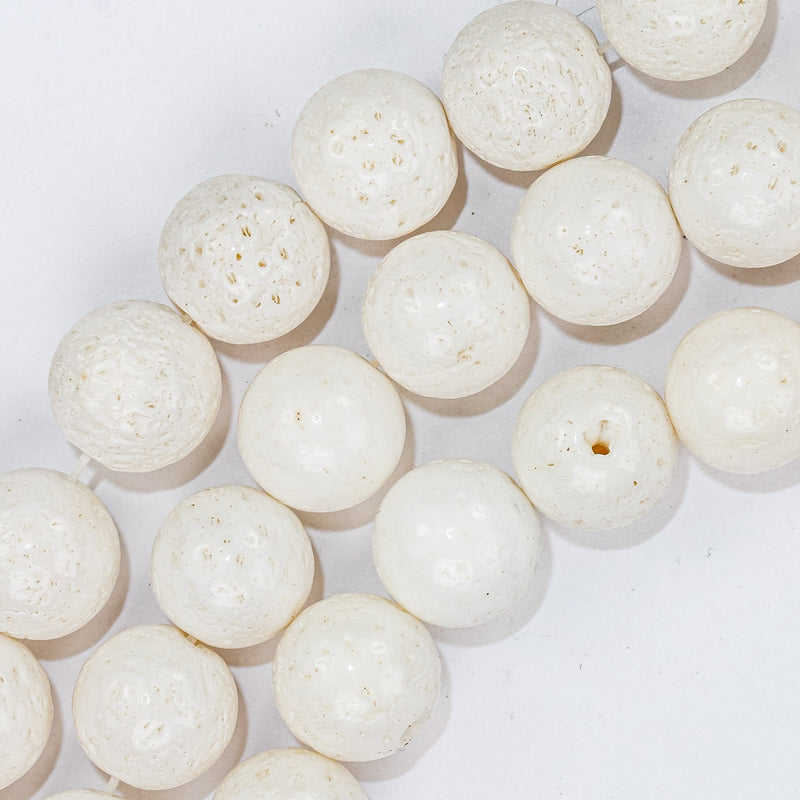 Natural White Coral, 10mm White Round Gemstone Strand, 15.5inch , About 42 Beads , Center Drilled 1mm Hole