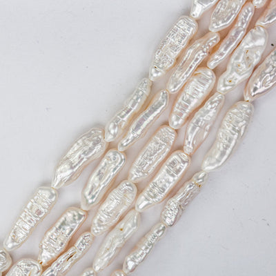 12mm-18mm Natural White Freshwater Stick Pearl Strands, 15 Inch, About 22 Beads, 0.6mm Hole