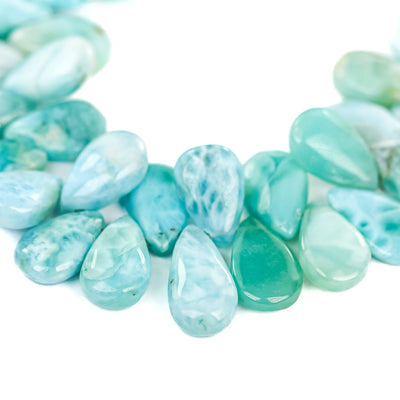 12mm*7mm 100% Natural Dominican Larimar Teardrop  Loose Gemstones Pendant Beads, 30pcs