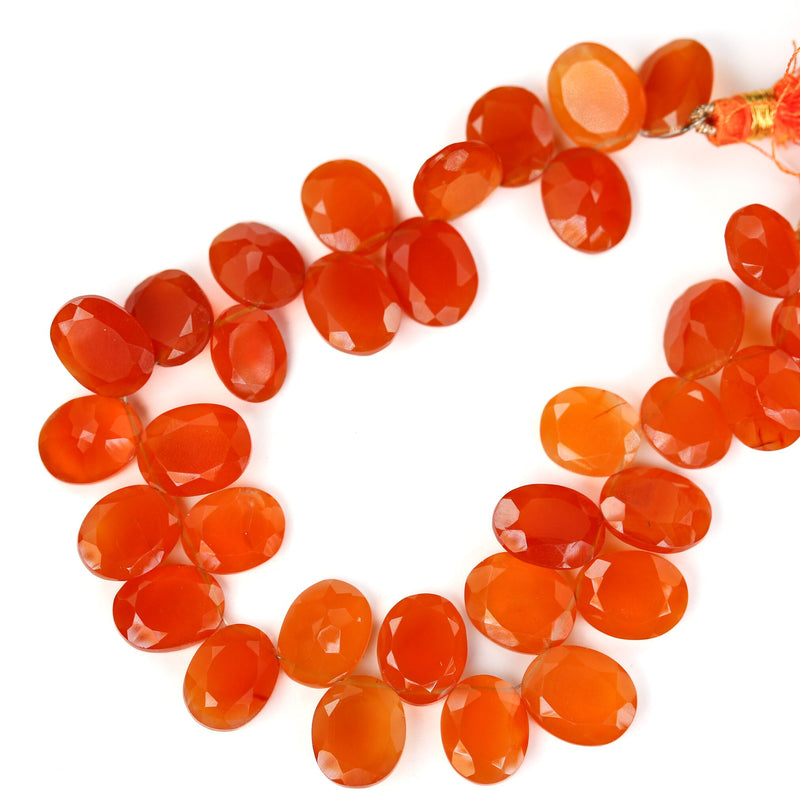 Carnelian, 13.50mm*11mm Oval Faceted Gemstone Beads Strand, Top Drilled, 3.80mm Thick, Hole0.8mm, 2pcs Beads