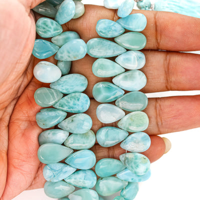 12mm*7mm 100% Natural Dominican Larimar Teardrop  Loose Gemstones Pendant Beads, 30pcs