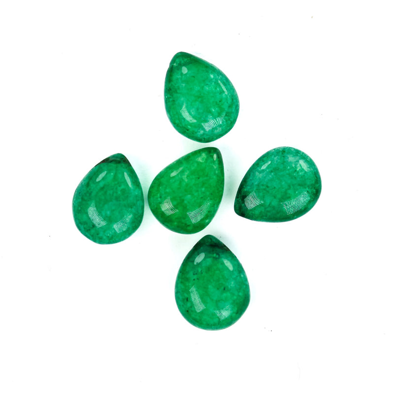 Jade, 14*10mm Teardrop Shape Loose Gemstone Beads, Top Drilled, Hole 0.8mm, 2pcs