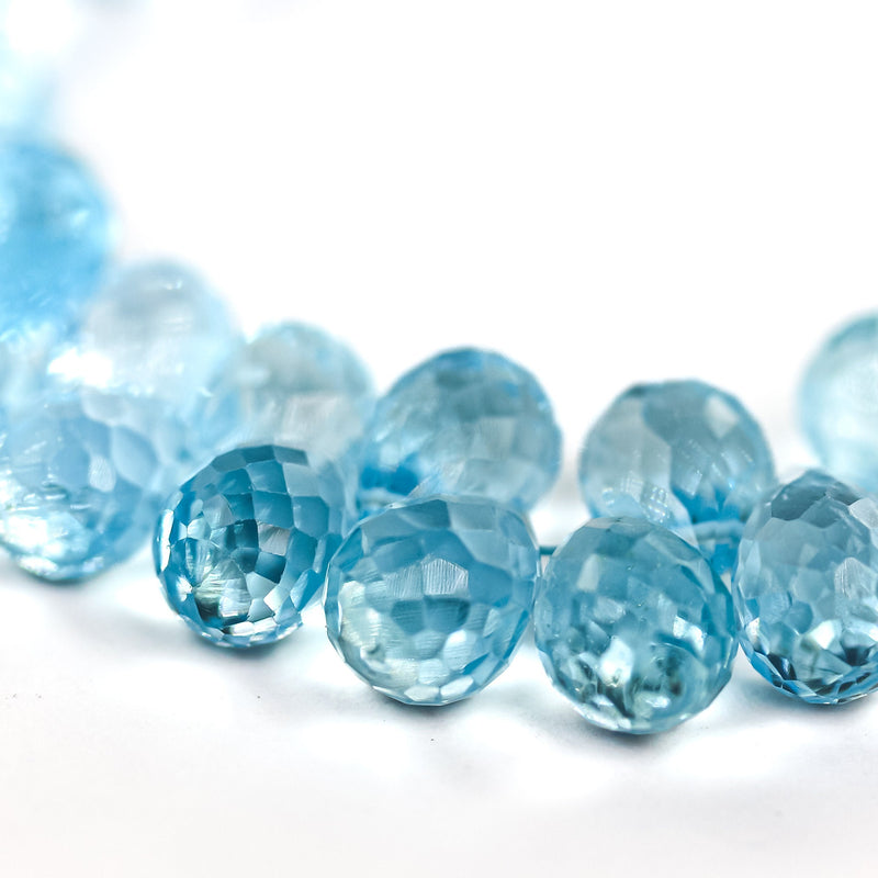 9mm*6mm Natural Aquamarine, Teardrop Shaped Gemstone, Loose Faceted Round Beads,  6pcs Beads