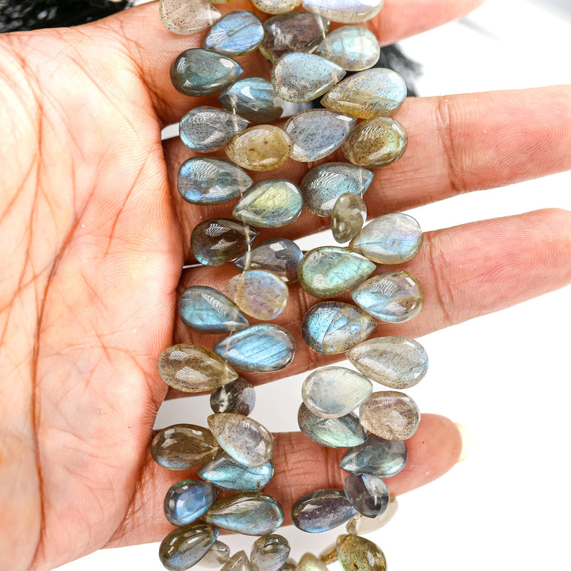 Labradorite,  12*7mm Natural Gemstone Loose Teardrop Shaped Beads,  6pcs Beads