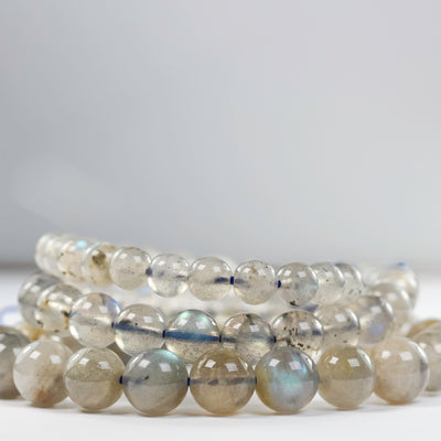 Labradorite Bracelet, 8-12mm round  gemstone, 7.2-8Inch, hole 1mm