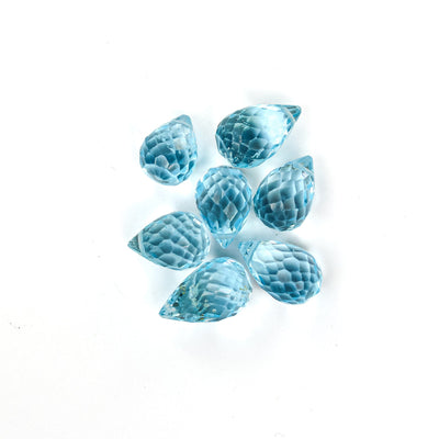 9mm*6mm Natural Aquamarine, Teardrop Shaped Gemstone, Loose Faceted Round Beads,  6pcs Beads