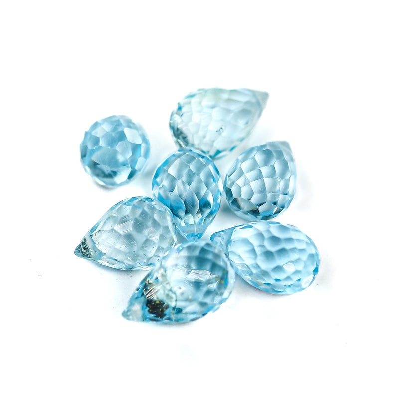 9mm*6mm Natural Aquamarine, Teardrop Shaped Gemstone, Loose Faceted Round Beads,  6pcs Beads