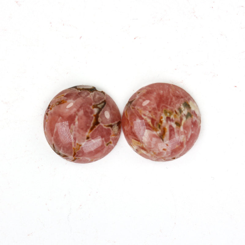 Natural Rhodochrosite 18mm Loose Cabochon Gemstone, Rose Pink/Brown, Round, 1pc