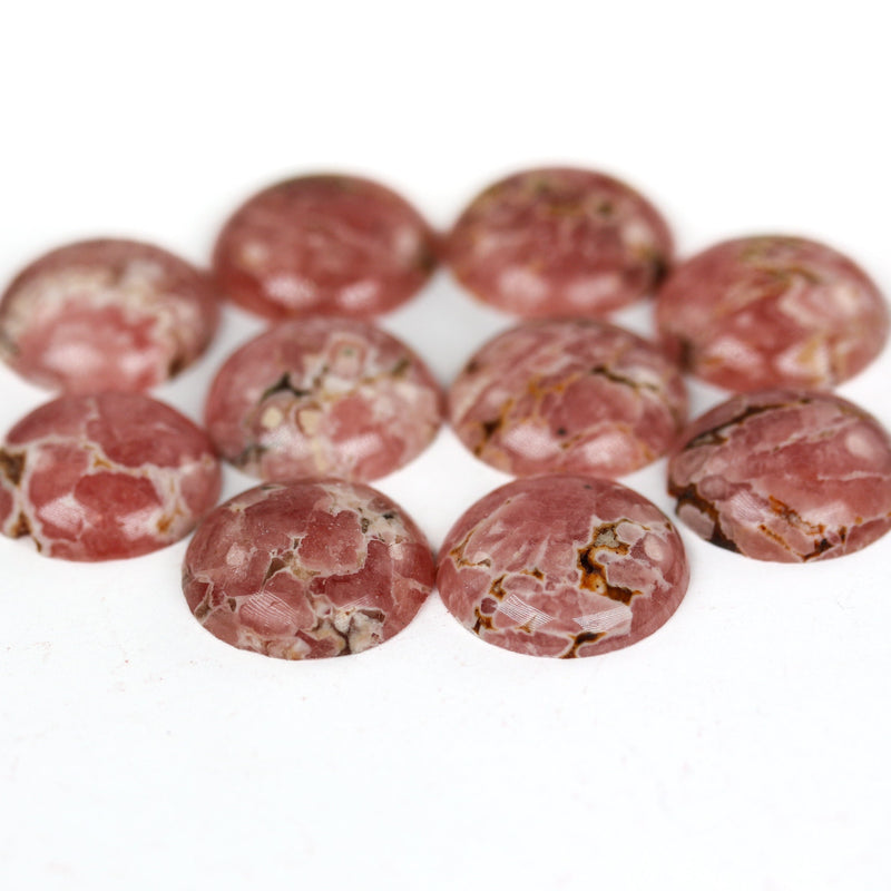 Natural Rhodochrosite 18mm Loose Cabochon Gemstone, Rose Pink/Brown, Round, 1pc