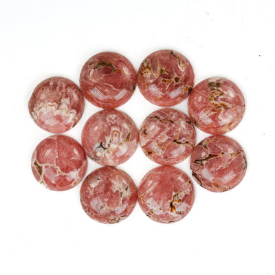 Natural Rhodochrosite 18mm Loose Cabochon Gemstone, Rose Pink/Brown, Round, 1pc