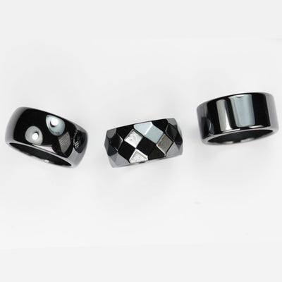 Hematite ring , hematite band ring, size 6-10 , flat / plain / faceted