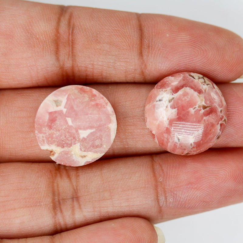 Natural Rhodochrosite 18mm Loose Cabochon Gemstone, Rose Pink/Brown, Round, 1pc