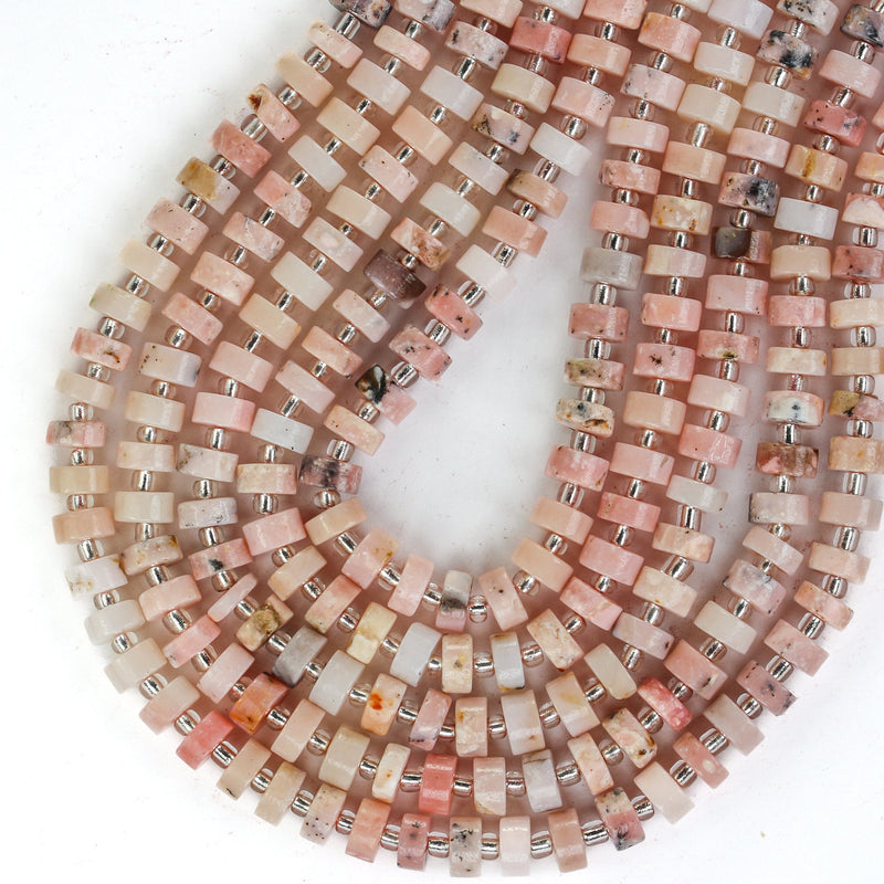 Natural Pink Opal, 6*4mm Rondelle Gemstone Strand, 16 Inch, About 75 Beads, Hole 1mm