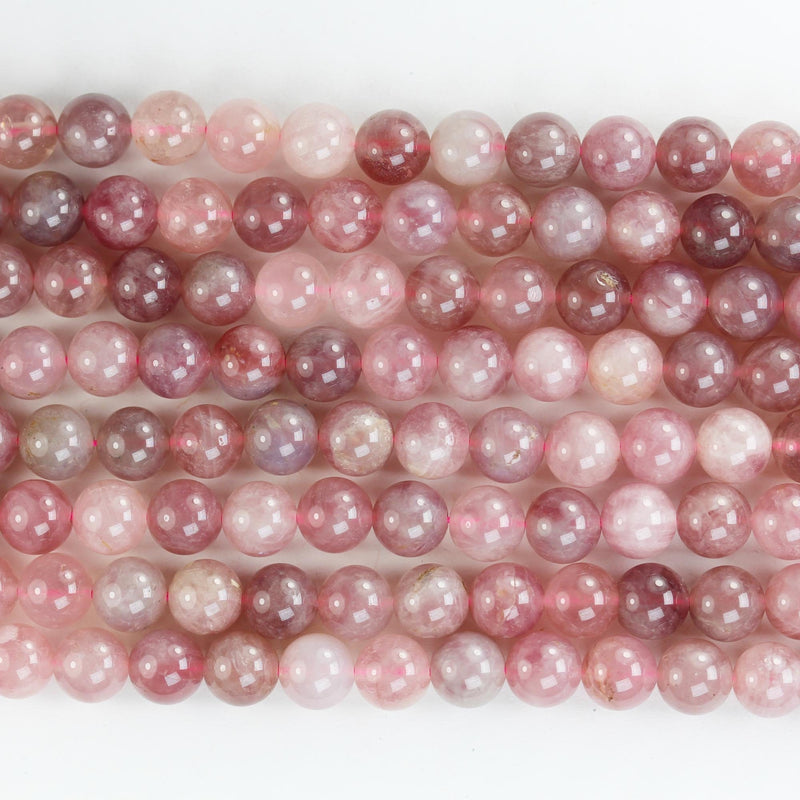 Natural madagascar rose quartz gemstone, pink and purple color 6mm round strand, 16" strand, about 58beads, hole 1mm