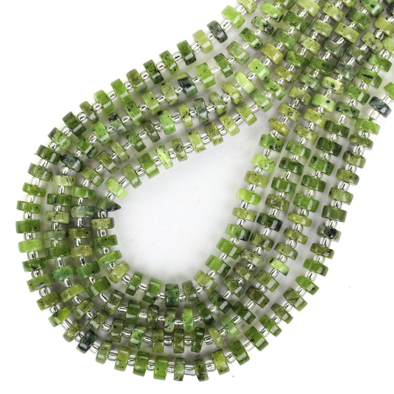 Natural Canadian Jade, 6*4mm Rondelle Gemstone Strand, 16 Inch, About 75 Beads, Hole1mm