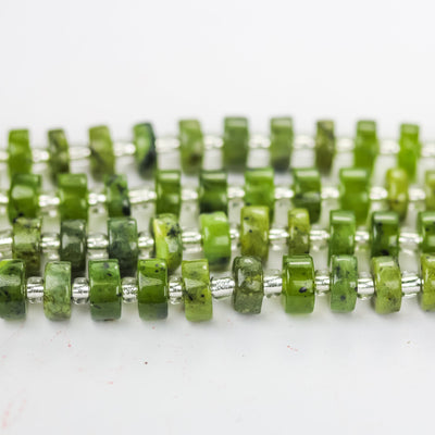 Natural Canadian Jade, 6*4mm Rondelle Gemstone Strand, 16 Inch, About 75 Beads, Hole1mm