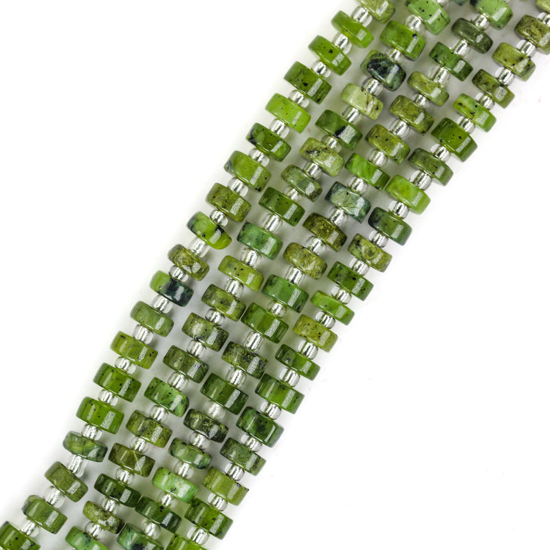 Natural Canadian Jade, 6*4mm Rondelle Gemstone Strand, 16 Inch, About 75 Beads, Hole1mm