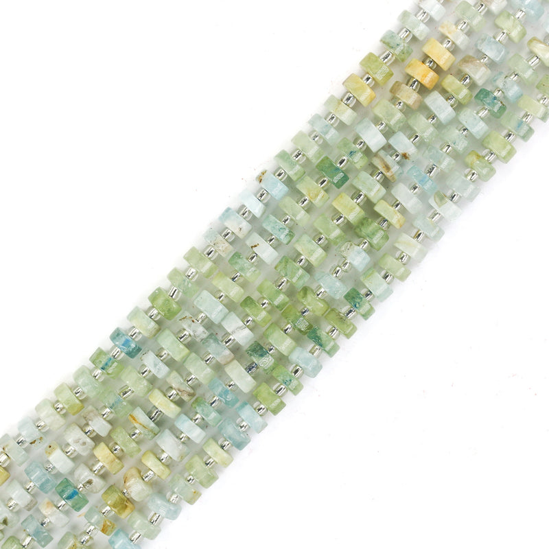 Natural Aquamarine, 6*4mm Rondelle Gemstone Strand, 16 Inch, About 75 Beads, Hole1mm